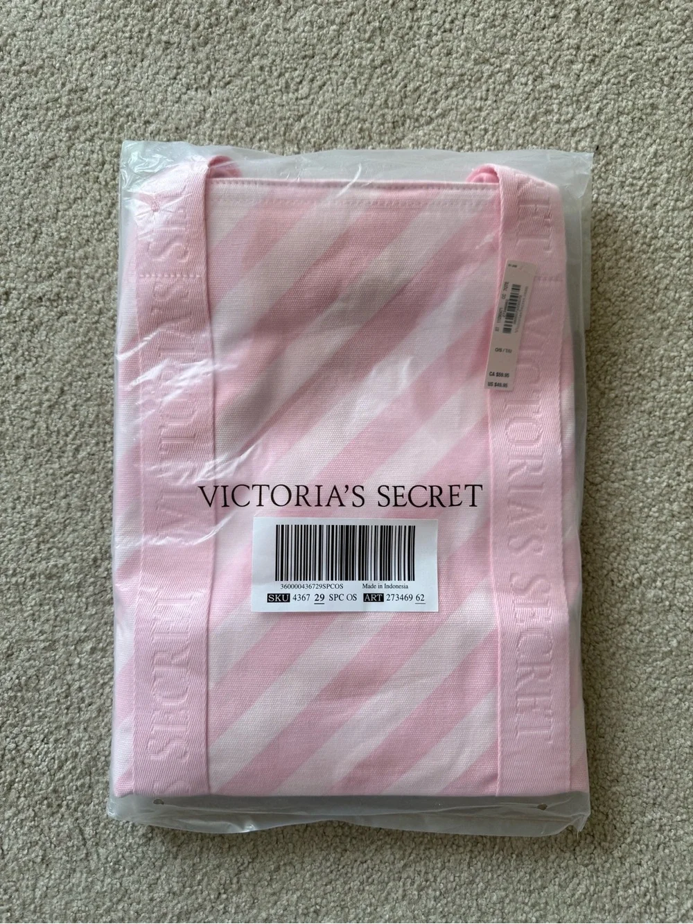 NWT Victoria Secret Heritage Stripe Canvas Tote Bag